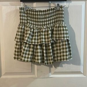 Cato Green Plaid Ruffle Mini Skirt